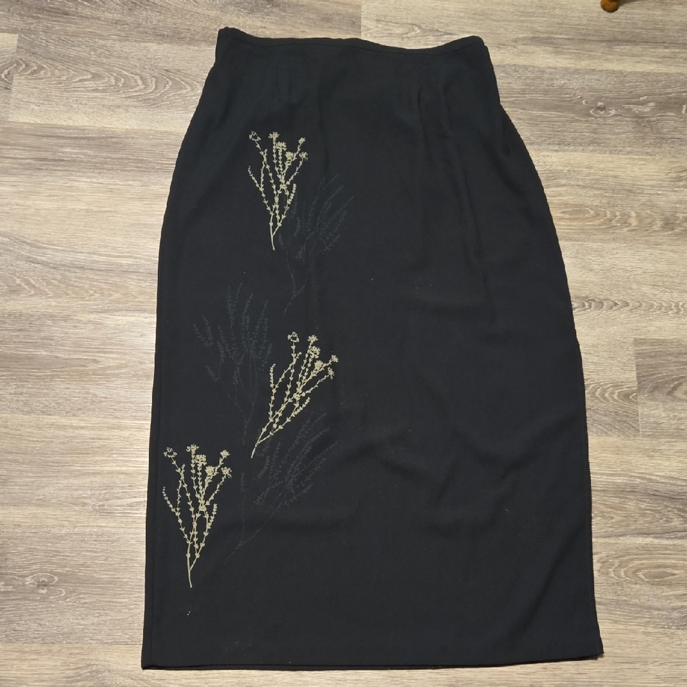 Vintage Dark Green Maxi Skirt With Slit 14/16